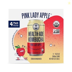 Health Ade, Kombucha Apple Pink Lady Can 4 Pack Organic, 46 Fl Oz