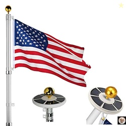 25Ft / 20Ft Telescopic 16 Gauge Aluminum Flag Pole with Solar Lights (