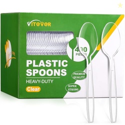 [400 Count] Heavy Duty Plastic Spoons, Premium Disposable Spoons, Dura