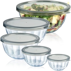 Freshmage Mixing Bowls with Airtight Lids Sets, 5 Packs Thick Glass Ne