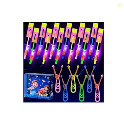 SCIONE 24 Sets LED Flying Set, 24 Slingshot+24 Glow Helicopter-48 Pcs,