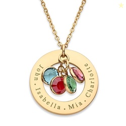 Birthstone Necklace for Mom, Personalized Necklace with Kids Names, Cu