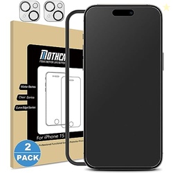 Mothca 2 Pack Matte Glass Screen Protector for iPhone 15 [6.1 inch] + 