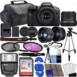 Canon EOS R100 Mirrorless Camera w/RF-S 18-45mm f/4.5-6.3 STM Lens + W