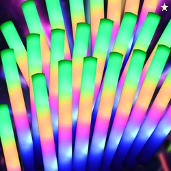 pelreame 55 Pcs LED Foam Glow Sticks Bulk, Foam Light Up Sticks 3 Mode