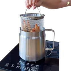 Saltlas 304 Stainless Steel Deep Fryer Pot with Basket and Oil Straine