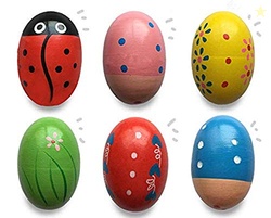 JoFAN 6 Pack Wooden Percussion Musical Shake Eggs Easter Egg Shakers f