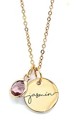 MignonandMignon Personalized Name Necklace with Birthstone | Custom En