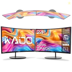Kado 2-Pack Dual 24" Curved 1500R 1920x1080 75Hz FHD Computer Monitor