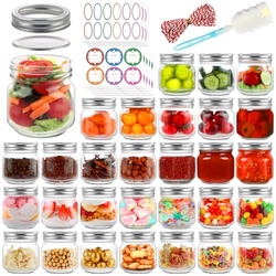 UrSpeedtekLive 30 Pack Mason Jars 8 oz with Regular Lids and Bands, Ha