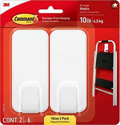 Command 10 lb XL Heavyweight Hook, 2 Wall Hooks and 6 Strips, Damage-F