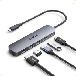 Anker USB C Hub 5-in-1 USB Hub for Laptops, 4K HDMI USB-C Multiport Ad