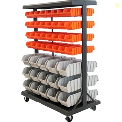 TRINITY Rolling Storage Bin Rack & Parts Organizer, 7-Tier Dual-Sided 