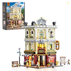 FUNWHOLE Antique-Store Lighting Building-Bricks Set - City Town Corner