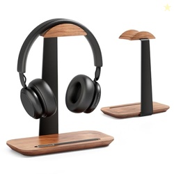UPERGO Walnut Headphone Stand, Wood Headset Stand for Desk, Universal 