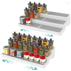 YAN & HIN Expandable Spice Rack Organizer for Cabinet (2 Pack), 3-Tier