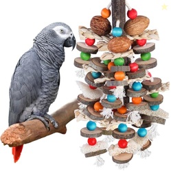 BBjinronjy Large Parrot Toys Bird Chewing Toys-Natural Nuts Corn Loofa