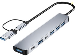 Upgrade USB C/USB Hub, BERLAT Aluminum 7 in 1 USB C & USB Hub with USB