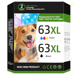 63XL Ink Cartridges Black and Color Replacement for HP Ink 63 for HP 6