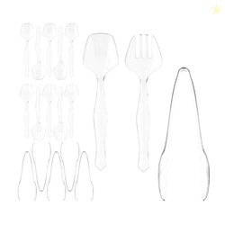 18 Pcs Clear Plastic Serving Utensils Set - 6 Clear Plastic Serving Sp