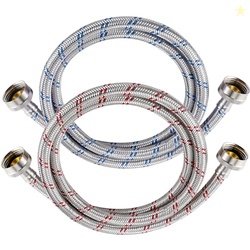Yejesiy 4 Ft Washing Machine Hoses, 2 Packs Premium Stainless Steel Wa