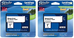 Brother Genuine P-Touch 2-Pack TZe-251 Laminated Tape, Black Print on 