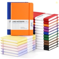 Dynta 20 Pack Hardcover Leather Journal Notebooks, A5 College Ruled, 2