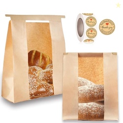 100 Pcs(13.7x8.2x3.5 in) Paper Bread Bags for Homemade Bread, Sourdoug