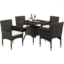 Yaheetech 5-Piece Patio Furniture Set, Outdoor Rattan 4 Dining Chairs 