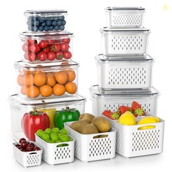 Fruit Storage Containers for Fridge with Removable Colander, 8 Pack Fr