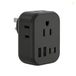 Type G Adapter for Travel, US to UK Plug Adapter with 4 Outlets 5 USB 