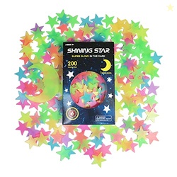 Glow in The Dark Stars Stickers for Ceiling, Adhesive 200pcs 3D Glowin