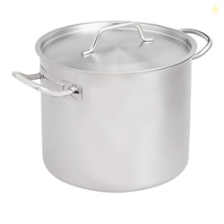 Amazon Basics 12 Quarts Stainless Steel Aluminum-Clad Stock Pot with C