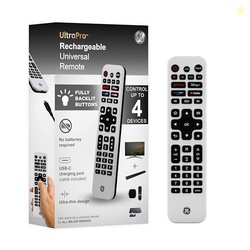 GE Rechargeable TV Remote Control, Universal Remote Control, Backlit B