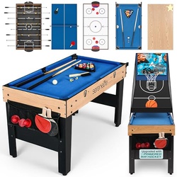 SereneLife 48" 6-in-1 Multi-Game Electric Air Hockey, Foosball Soccer,