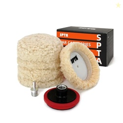 SPTA Wool Polishing Pad, 5Pcs 3"(75mm) 100% Natural Wool Buffing Pad w