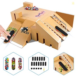 Fingerboard Skate Park Kit,Skateboard Finger Toys with 3 Finger Skateb