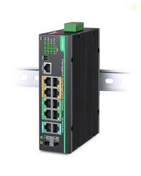LINOVISION Industrial 12 Ports L2+ Cloud Managed PoE Switch with DC8~5