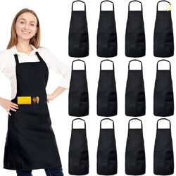 XEMGUE 12 Pack Bib Apron, Unisex Restaurant Kitchen Aprons for Women w