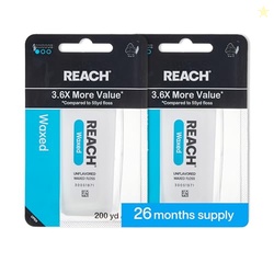 REACH Waxed Dental Floss, Unflavored, 3.6X More Value, Plaque Remover 