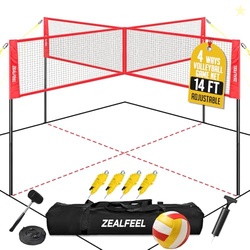 ZEALFEEL 4-Way Volleyball and Badminton Combo Net, 3 Heights Adjustabl