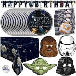 Star Wars Birthday Decorations Set | With 16 Plates, 16 Napkins, 16 Ma