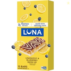 LUNA Bar - Mash-Ups LemonZest + Blueberry Flavor - Gluten Free Snack B