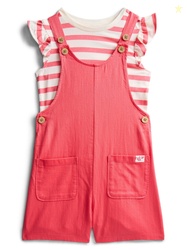 Wonder Nation Girls Shortall and Short Sleeve Tee Set 2-Piece, Sizes 4