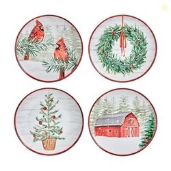 Mikasa Holiday Countryside Christmas Bone China Salad Plates, Set of 4