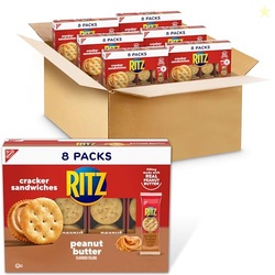 RITZ Peanut Butter Sandwich Crackers, Lunch Snacks, 48 Snack Packs (6 