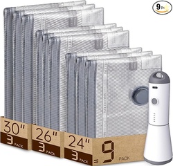 Vacbird 9 Pack Vacuum Bags for Travel with Rechargeable air Pump Carry