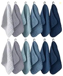 12 Pack Muslin Washcloths for Baby - 100% Cotton Baby Wash Cloths for 