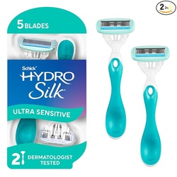 Schick Hydro Silk Sensitive Womens Disposable Razors 2 Count, 5-Blade 