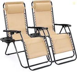 Sweetcrispy Zero Gravity Chairs Set of 2 Portable Recliner Beach Campi